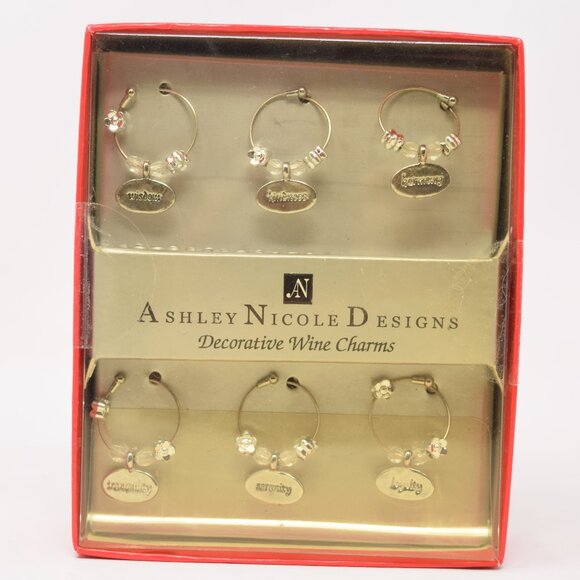 Ashley Nicole Designs Decorative Wine Charms Inspiring Words Goldtone Party Gift - Picture 1 of 12